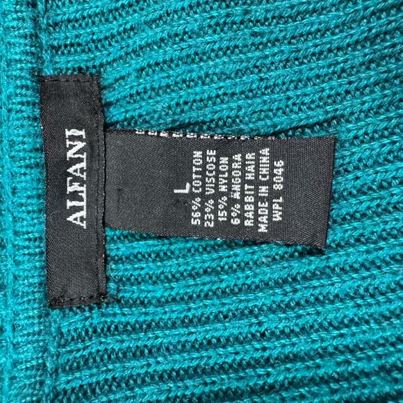 Alfani Lg Cardigan Angora Blend Teal Green Shawl Collar Single Button Closure rd - Picture 10 of 16